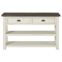 Martin Svensson Home Solid Wood, Consolesofa Table, Cream White With Brown Top