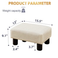 Small Rectangle Foot Stool, Pu Leather Fabric Footrest Small Ottoman Stool With Non-Skid Plastic Legs, Modern Rectangle Footrest Small Step Stool Ottoman For Couch, Desk, Office, Living Room, Beige