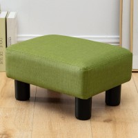 Small Rectangle Foot Stool, Pu Leather Fabric Footrest Small Ottoman Stool With Non-Skid Plastic Legs, Modern Rectangle Footrest Small Step Stool Ottoman For Couch, Desk, Office, Living Room, Green
