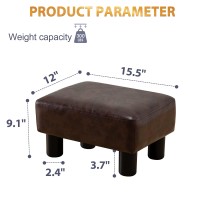 Small Rectangle Foot Stool, Pu Leather Fabric Footrest Small Ottoman Stool With Non-Skid Plastic Legs, Modern Rectangle Footrest Small Step Stool Ottoman For Couch, Desk, Office, Living Room, Brown