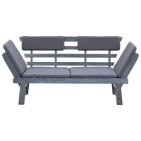 Vidaxl Patio Bench, Garden Bench With Adjustable Armrest, Outdoor Bench For Porch Courtyard Poolside Balcony, 2-In-1 Gray Solid Wood Acacia