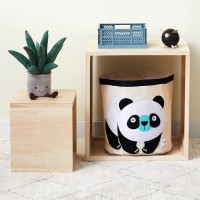 3 Sprouts Canvas Storage Bin - Laundry And Toy Basket For Baby And Kids, Panda