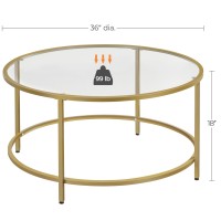 Yaheetech Gold Glass Coffee Table For Living Room, 36