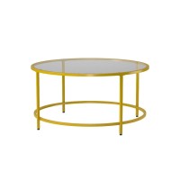 Yaheetech Gold Glass Coffee Table For Living Room, 36