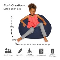 Posh Beanbags Bean Bag Chair Large38In Solid Navy Blue