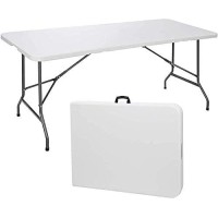 Amazing For Less 8Ft Folding Table White Plastic Folding Table Portable Long Foldable Tables Indoor Outdoor Picnic Camping Fold