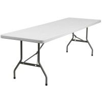 Amazing For Less 8Ft Folding Table White Plastic Folding Table Portable Long Foldable Tables Indoor Outdoor Picnic Camping Fold