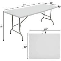 Amazing For Less 6Ft Folding Table White Plastic Folding Table Portable Long Foldable Tables Indoor Outdoor Picnic Camping Fold