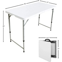 Amazing For Less 4Ft Bifold Folding Table Portable Plastic Indoor Outdoor Picnic Party Dining Camp Tables 4Ft 6Ft 8Ft 4Ft