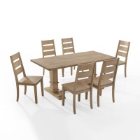 Joanna 7Pc Dining Set Rustic Brown Table 6 Ladder Back Chairs