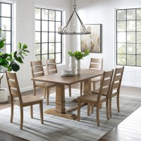 Joanna 7Pc Dining Set Rustic Brown Table 6 Ladder Back Chairs