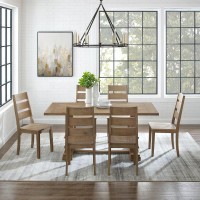 Joanna 7Pc Dining Set Rustic Brown Table 6 Ladder Back Chairs