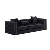 Lorreto Black Velvet Fabric Sofa Loveseat Living Room Set