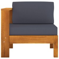 Vidaxl Outdoor Middle Sofa With Armrest - Dark Gray, Durable Solid Acacia Wood Construction, Garden Patio Furniture