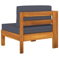 Vidaxl Outdoor Middle Sofa With Armrest - Dark Gray, Durable Solid Acacia Wood Construction, Garden Patio Furniture