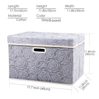 Prandom Large Storage Boxes With Lids 5Pack Fabric Decorative Storage Bins Cubes Organizer Containers Baskets With Handles Fo