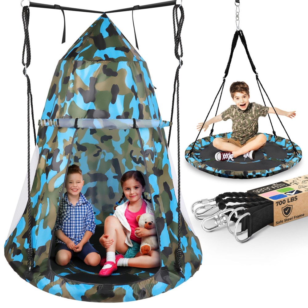 Serenelife 40 Hanging Tree Play Tent Hangout For Kids Indoor Outdoor Flying Saucer Floating Platform Swing Treepod Inside Outs