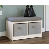 Signature Design by Ashley Blariden Upholstered Storage Bench with Removable Baskets, Gray