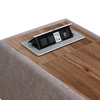 Madison Light Gray Fabric 5 Piece Modular Sectional Sofa Ottoman with USB Storage Console Table