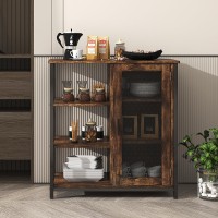 Lvsomt Buffet Cabinet With Storage, Kitchen Storage Cabinet, Industrial Farmhouse Barn, Coffee Bar Table, Multipurpose Side Console Table (Brown)