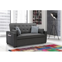 William Modern Gray Fabric Sleeper Sofa with 2 USB Charging Ports and 4 Accent Pillows