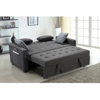 William Modern Gray Fabric Sleeper Sofa with 2 USB Charging Ports and 4 Accent Pillows