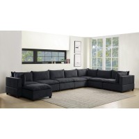 Madison Dark Gray Fabric 8 Piece Modular Sectional Sofa Chaise