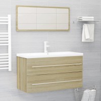 Vidaxl Bathroom Cabinet 2 Piece, Bathroom Vanity Bathroom Cupboard, Linen Cabinet, Bathroom Storage Cabinet, Modern, Sonoma Oak Engineered Wood