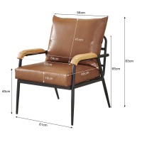 Tukailai Pu Leather Single Sofa Couch, Modern Accent Chair With Solid Wood Armrest And Sturdy Metal Frame, Upholstered Lounge Chair Armchair For Living Room Bedroom Guest Reception (Light Brown)