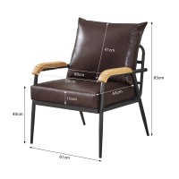 Tukailai Pu Leather Single Sofa Couch, Modern Accent Chair With Solid Wood Armrest And Sturdy Metal Frame, Upholstered Lounge Chair Armchair For Living Room Bedroom Guest Reception (Dark Brown)