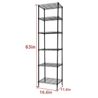 Regiller 6 Wire Shelving Steel Storage Rack Adjustable Unit Shelves For Laundry Bathroom Kitchen Pantry Closet Black 168L X 1