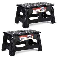Acstep Foldable Step Stool For Kids And Adults,15-Inch Extra Wide 9-Inch Height Step Stool(2 Pack) More Safe And Comfortable Holds Up To 300 Lbs Folding Step Stool For Bathroom, Garden, Kitchen(Black)
