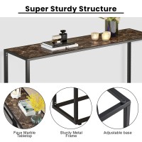 Recaceik Console Table For Entry, Modern Faux Marble Entryway Table, Narrow Adjustable Console Sofa Table Foyer Hall Table For Entryway, Corridor, Hallway, Living Room(Black)