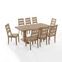 Joanna 9Pc Dining Set Rustic Brown Table 8 Ladder Back Chairs