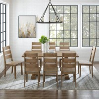 Joanna 9Pc Dining Set Rustic Brown Table 8 Ladder Back Chairs