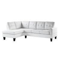 Acme Jeimmur 2-Piece Faux Leather Sectional Sofa With Nailhead Trim In White