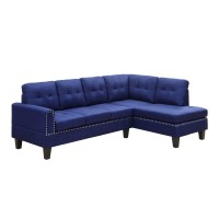 Acme Jeimmur 2-Piece Tufted Linen Fabric Upholstered Sectional Sofa In Blue