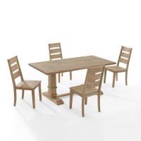 Joanna 5Pc Dining Set Rustic Brown Table 4 Ladder Back Chairs