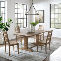 Joanna 5Pc Dining Set Rustic Brown Table 4 Ladder Back Chairs