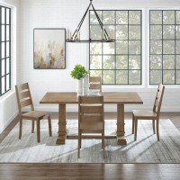 Joanna 5Pc Dining Set Rustic Brown Table 4 Ladder Back Chairs