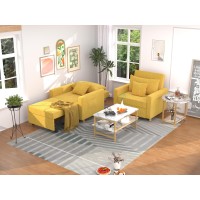 Yodolla 3-In-1 Sofa Bed Chair, Single Sleeper Chair Bed With Adjust Backrest Into A Sofa,Lounger Chair,Single Bed,Convertible Chair Bed For Adults, Yellow