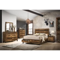 Acme Morales Wooden Storage Eastern King Bed With 2 Drawers In Rustic Oak