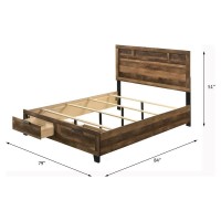 Acme Morales Wooden Storage Eastern King Bed With 2 Drawers In Rustic Oak