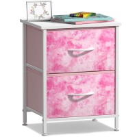 Sorbus Nightstand With 2 Drawers Kids Bedside Furniture End Table Night Stand Steel Frame Wood Top Easy Pull Fabric Bins