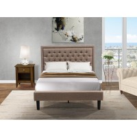 KD16F1GA08 2 Pc Full Bed Set Platform Bed Dark Khaki Headboard with 1 Wood Night Stand Black Finish Legs