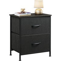 Wlive Nightstand, 2 Drawer Dresser For Bedroom, Small Dresser With 2 Drawers, Bedside Furniture, Night Stand, End Table With Fabric Bins For Bedroom, Closet, College Dorm, Charcoal Black