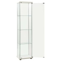Vidaxl Tempered Glass White Storage Cabinet - Modern Book Cabinet With Large Storage - Easy To Clean - Ideal For Home Organization