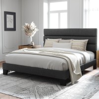 Allewie King Bed Frame Platform Bed With Fabric Upholstered Headboard And Wooden Slats Support Fully Upholstered Mattress Found