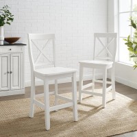 XBack 2Pc Counter Stool Set White 2 Stools