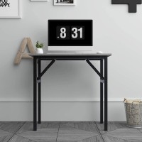 Dlandhome 31.5 Inches Small Folding Computer Desk For Home Office Folding Table Writing Table For Small Spaces Study Table Laptop Desk No Assembly Required Black (Grey)